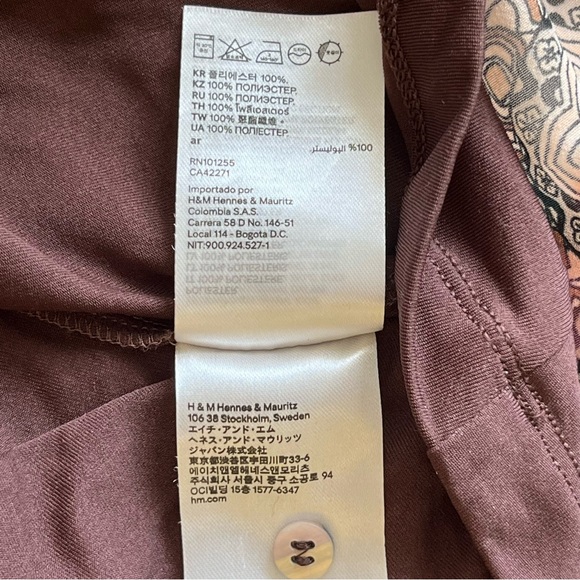 H&M Long Maxi Dress Plus Size XL 20W Brown Tan Chiffon Wide Flowy Floral Light - Picture 12 of 15